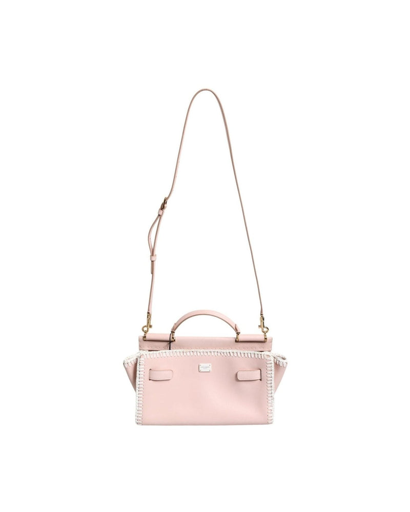Dolce & Gabbana Light Logo Plaque Soft Leather Strap Crossbody Pink Bag Glam Steals