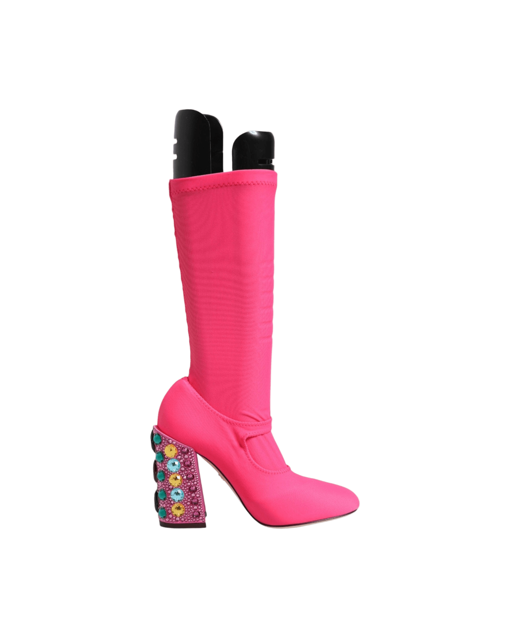 Dolce & Gabbana Pink Nylon Crystal Vally High Boots Shoes Glam Steals