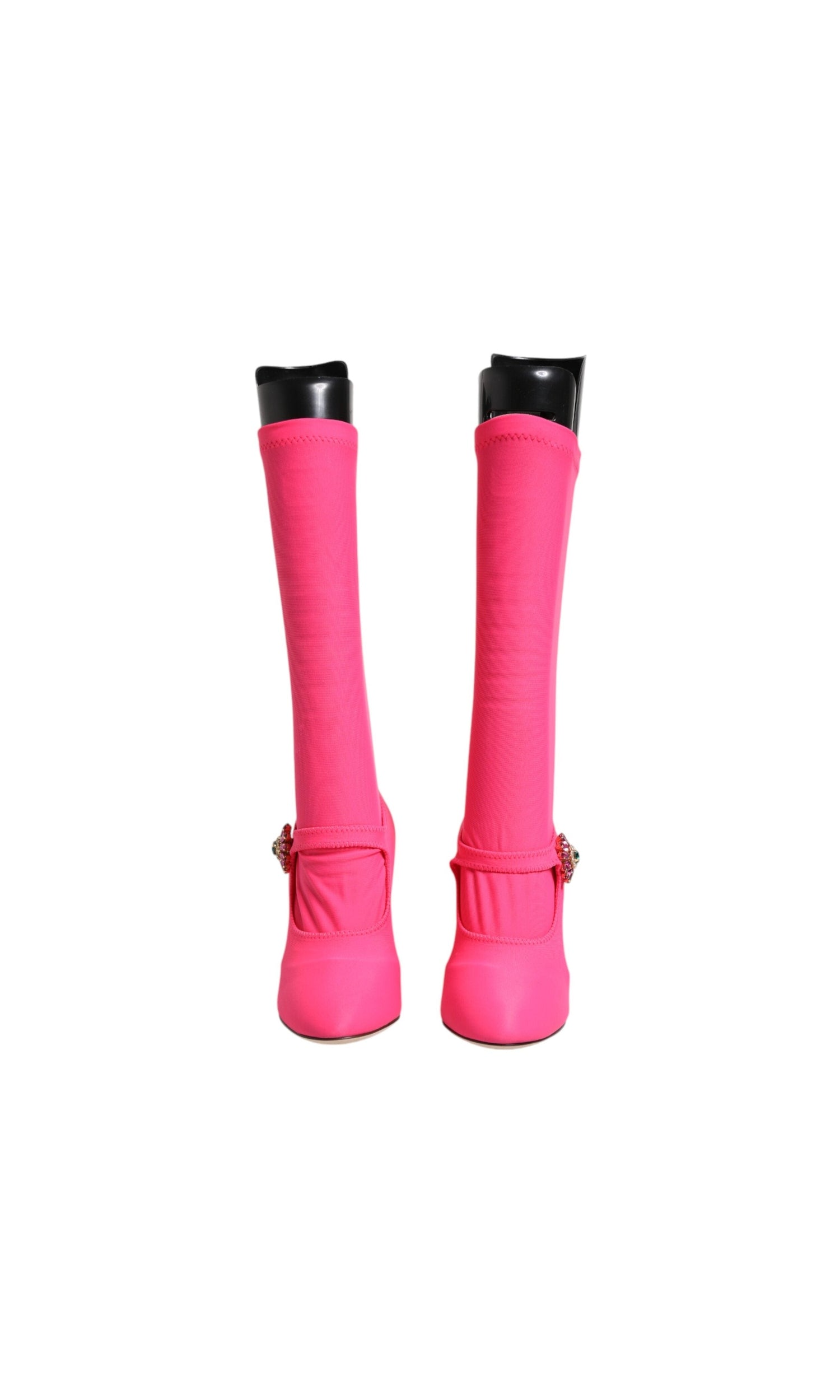 Dolce & Gabbana Pink Nylon Crystal Vally High Boots Shoes Glam Steals