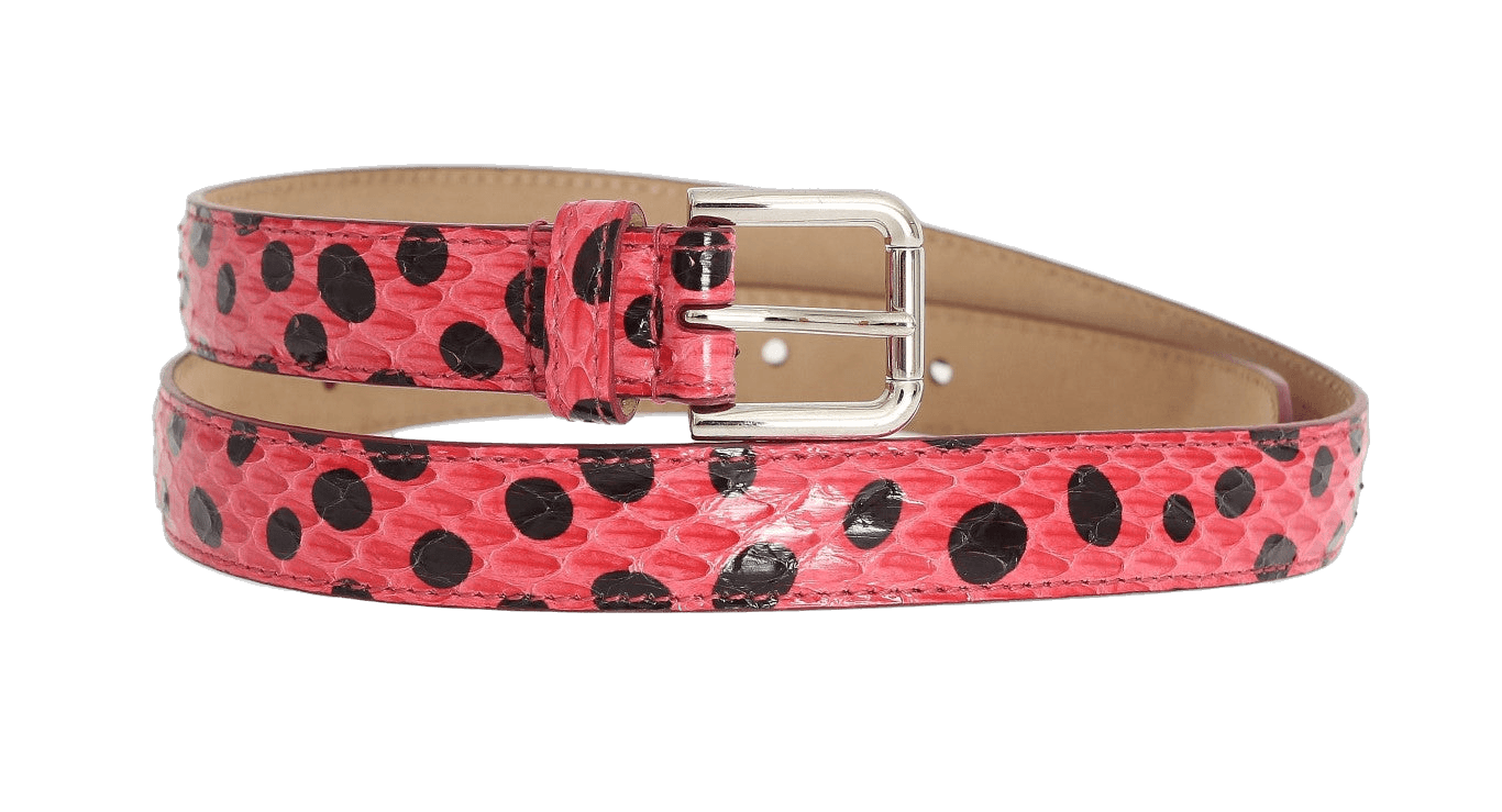 Dolce & Gabbana Pink Polka Snakeskin Silver Buckle Belt Glam Steals