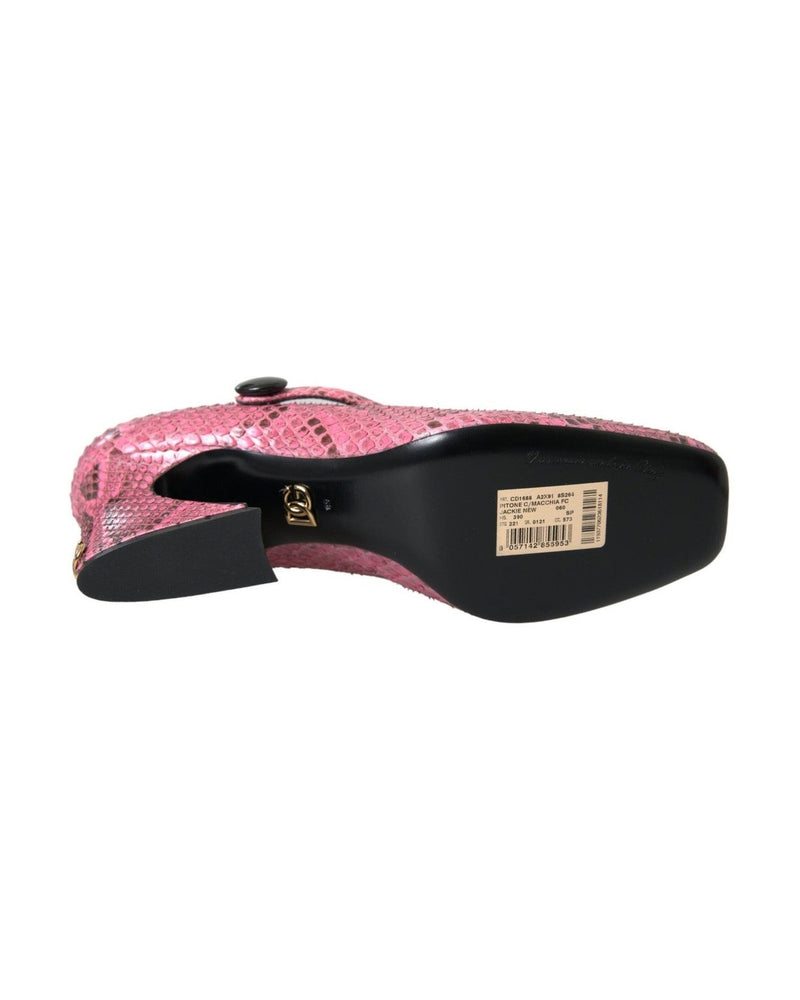 Dolce & Gabbana Pink Python Leather Mary Jane Heels Shoes Heels