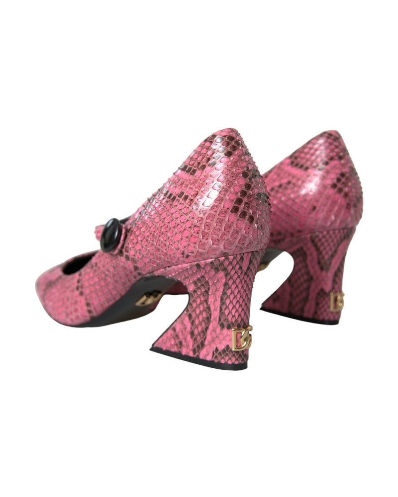 Dolce & Gabbana Pink Python Leather Mary Jane Heels Shoes Glam Steals