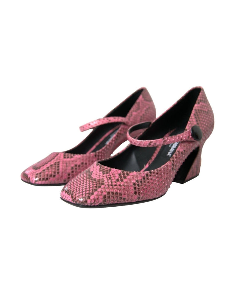 Dolce & Gabbana Pink Python Leather Mary Jane Heels Shoes Glam Steals
