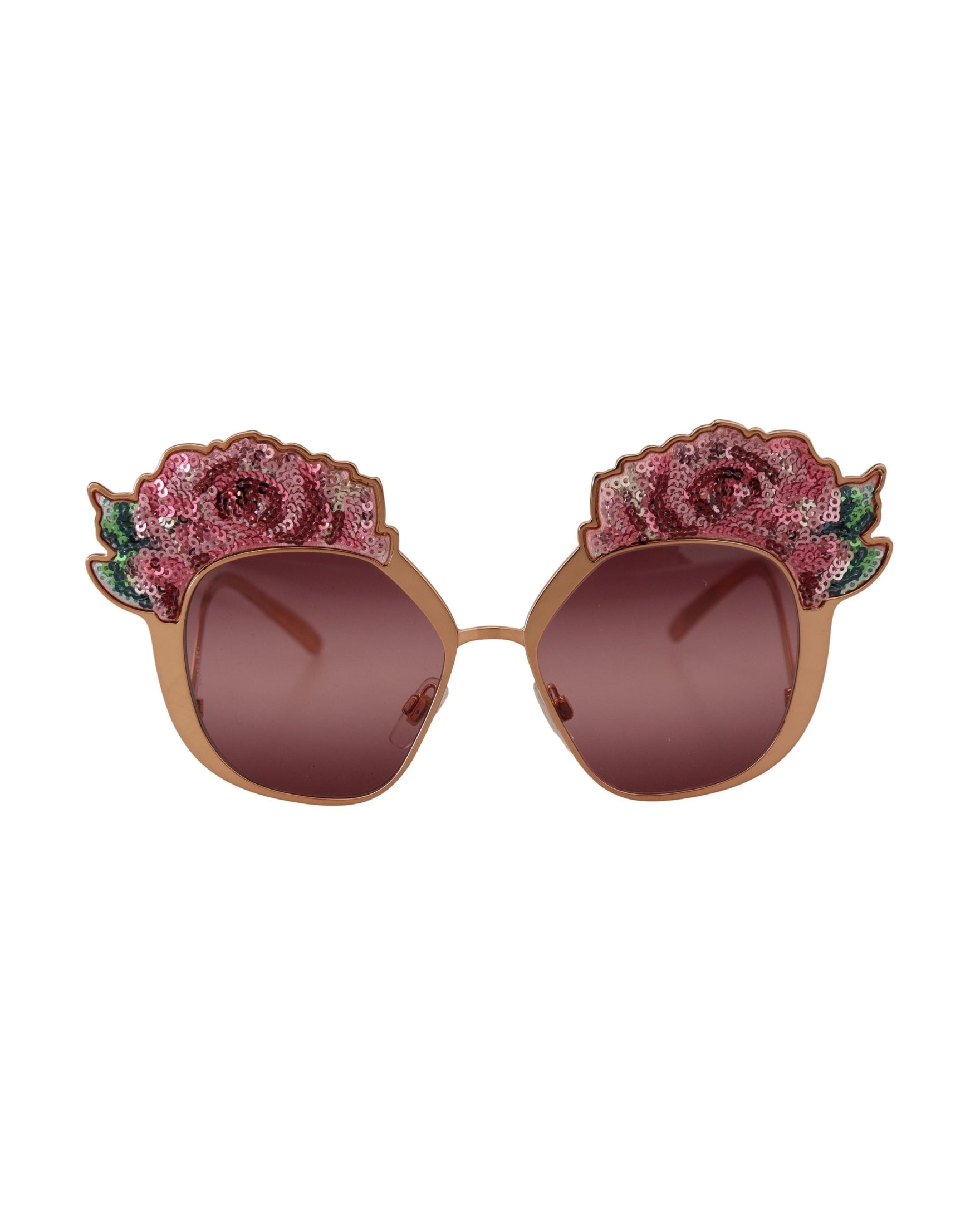 Dolce & Gabbana Pink Rose Sequin Embroidery Sunglasses Sunglasses
