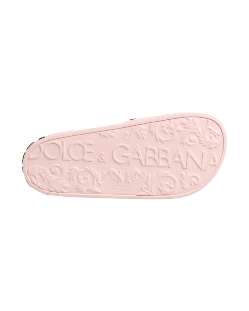 Dolce & Gabbana Pink Rubber Slides Sandals Beachwear Shoes Glam Steals