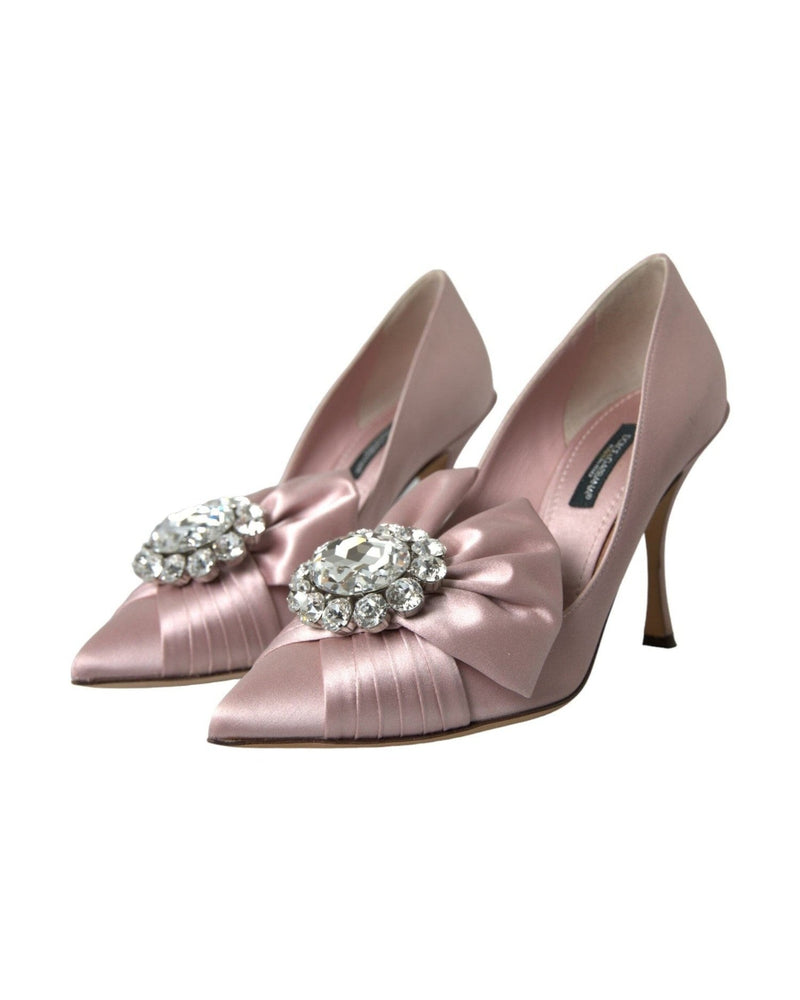 Dolce & Gabbana Pink Satin Crystal High Heels Pumps Shoes Glam Steals