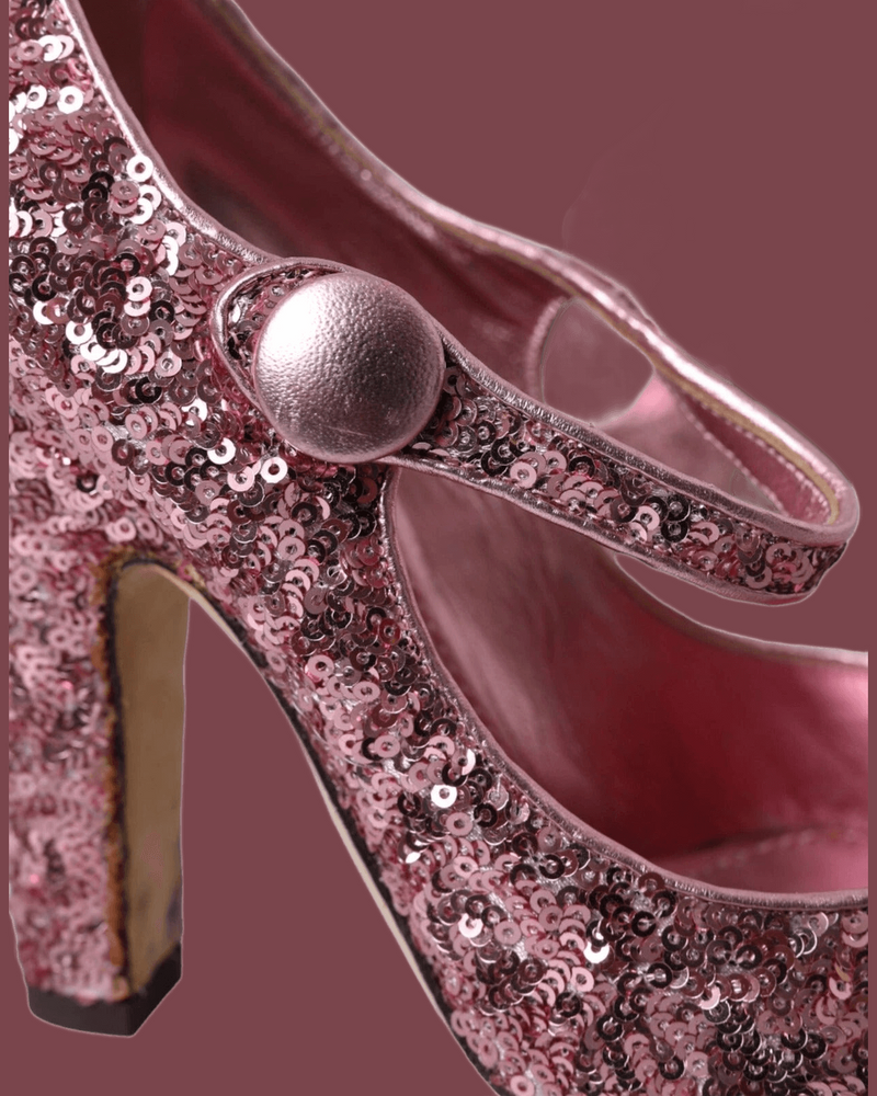Dolce & Pink Gabbana Sequin Mary Jane Pumps High Heels Shoes Glam Steals