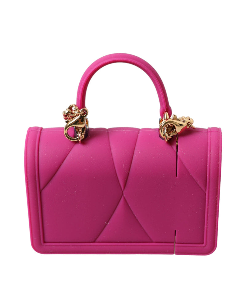 Dolce & Gabbana Pink Silicone Devotion Heart Bag Gold Chain Airpods Case Glam Steals