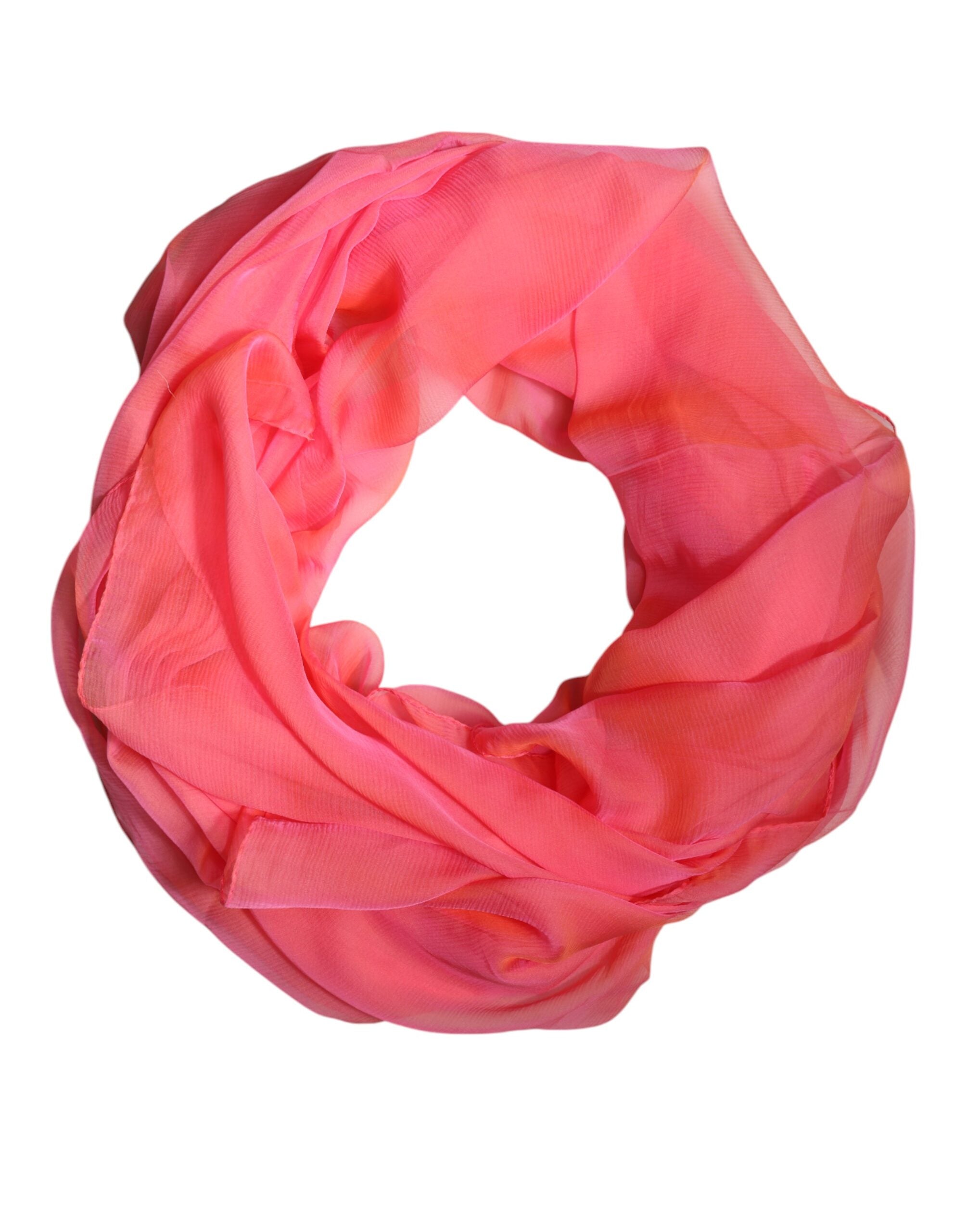 Dolce & Gabbana Pink Silk Rectangle Women Wrap Shawl Scarf Glam Steals