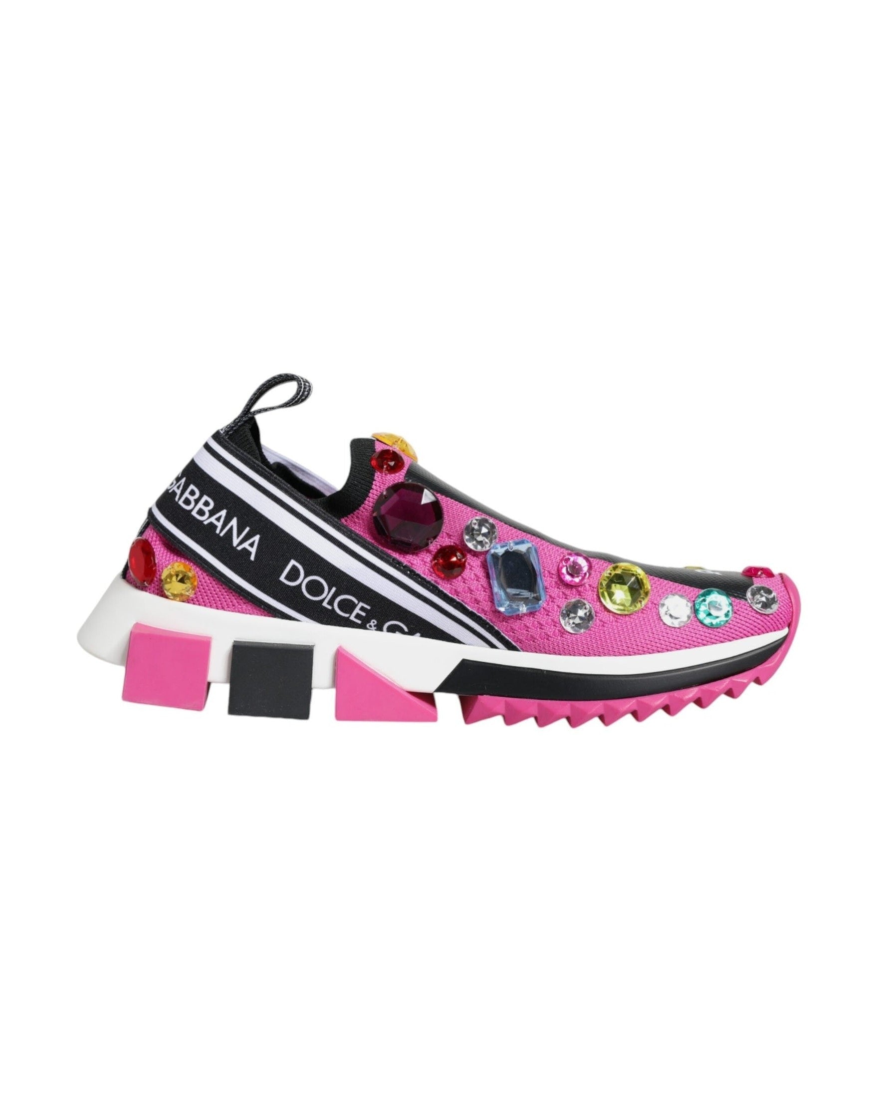 Dolce & Gabbana Pink Sorrento Crystals Low Top Sneakers Shoes Glam Steals