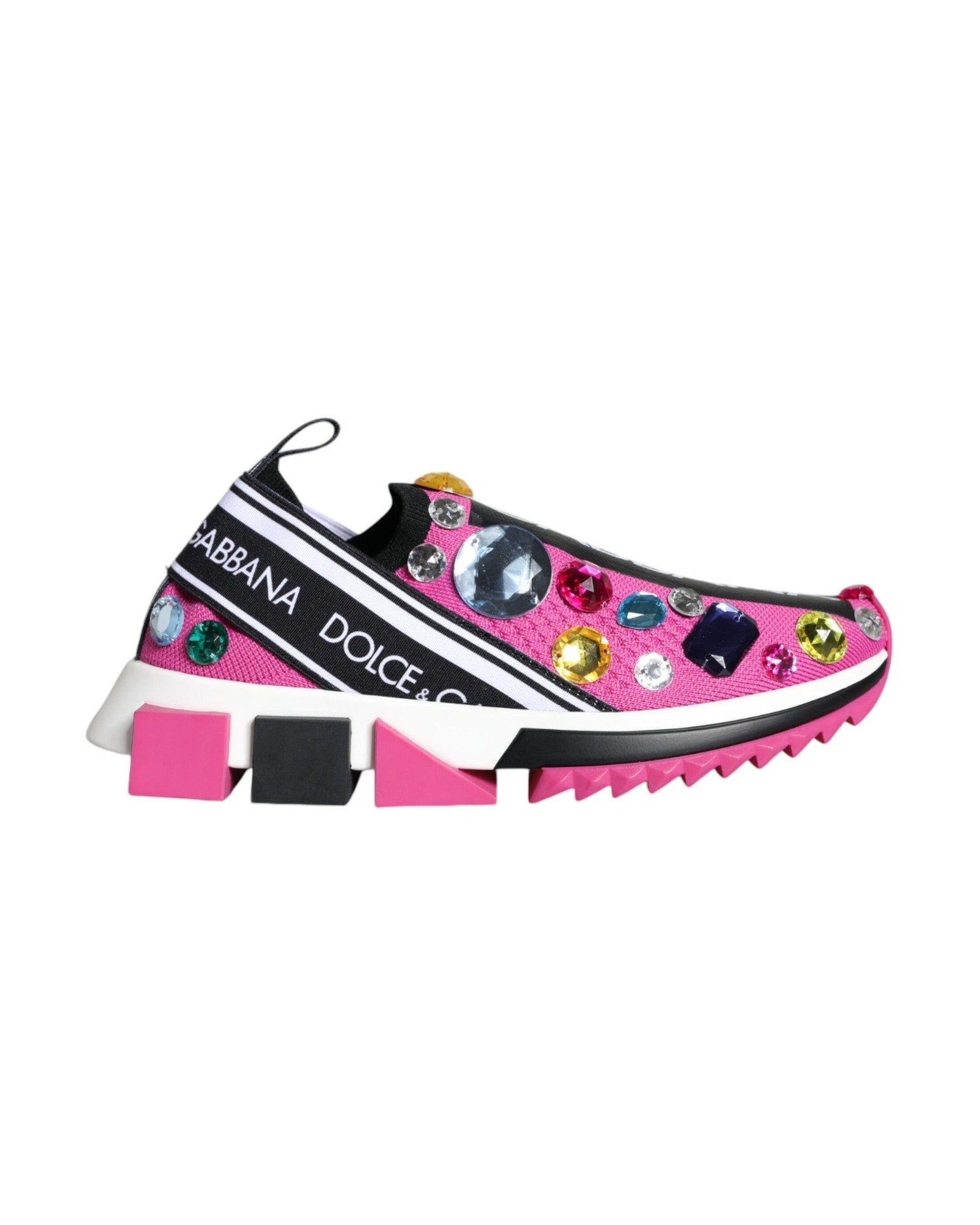 Dolce & Gabbana Pink Sorrento Crystals Low Top Sneakers Shoes Glam Steals