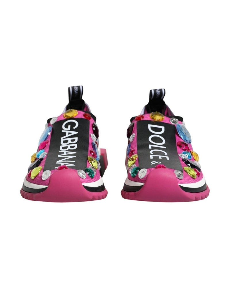 Dolce & Gabbana Pink Sorrento Crystals Low Top Sneakers Shoes Glam Steals