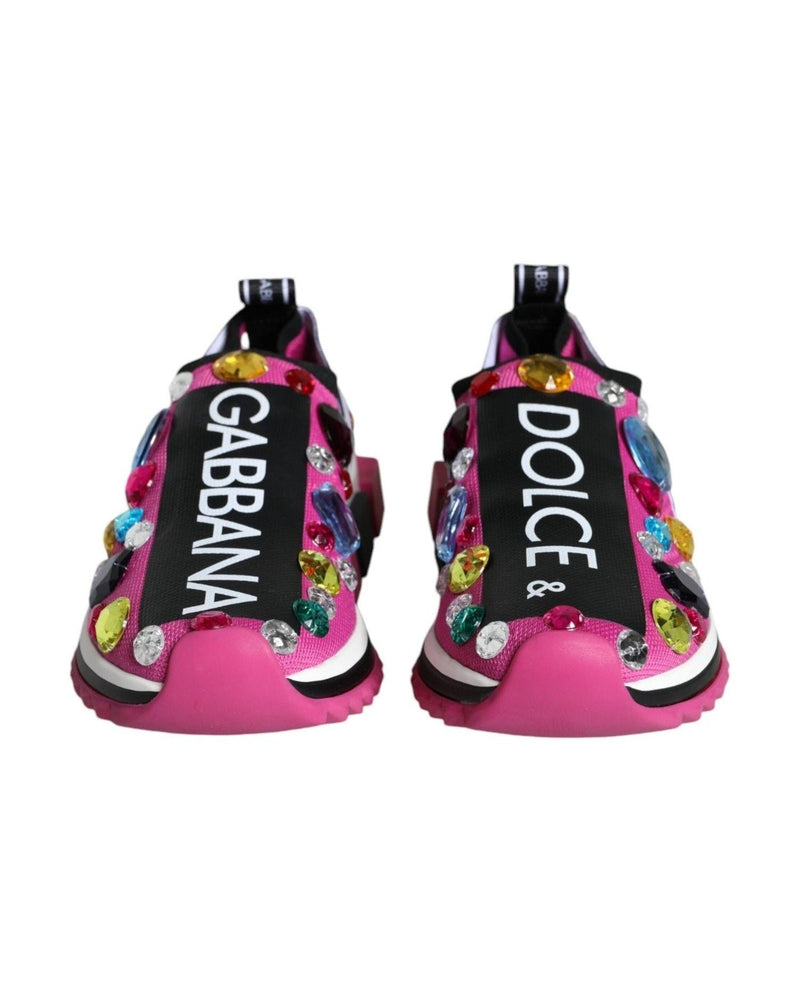 Dolce & Gabbana Pink Sorrento Crystals Low Top Sneakers Shoes Glam Steals