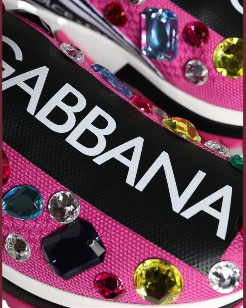 Dolce & Gabbana Pink Sorrento Crystals Low Top Sneakers Shoes Glam Steals