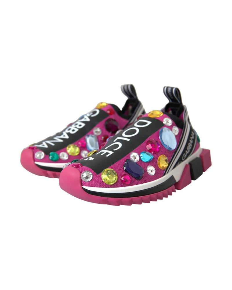 Dolce & Gabbana Pink Sorrento Crystals Sneakers Shoes Sneakers