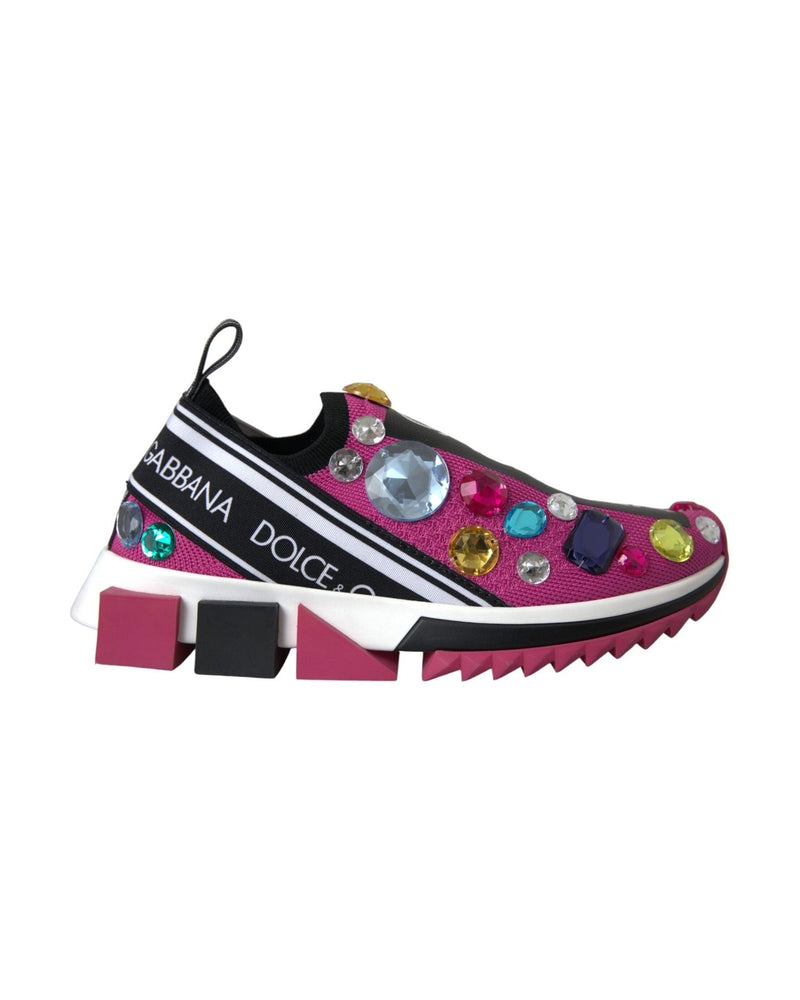 Dolce & Gabbana Pink Sorrento Crystals Sneakers Shoes Sneakers