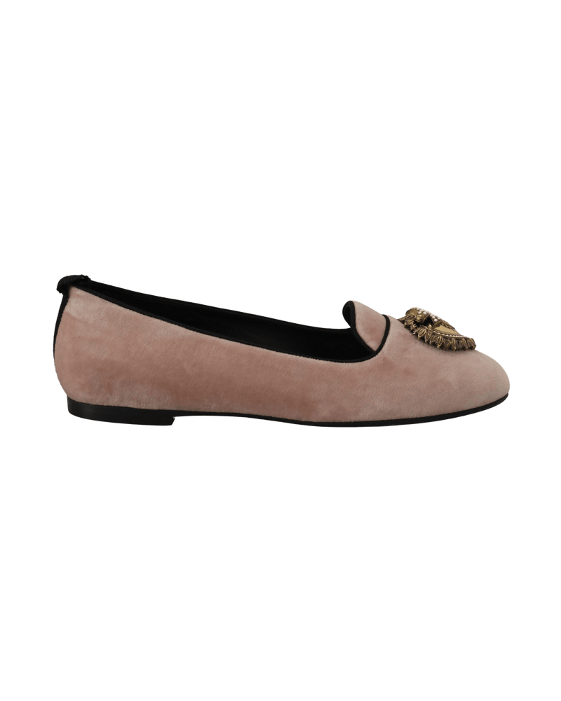 Dolce & Gabbana Pink Velvet Slip Ons Loafers Flats Shoes Glam Steals