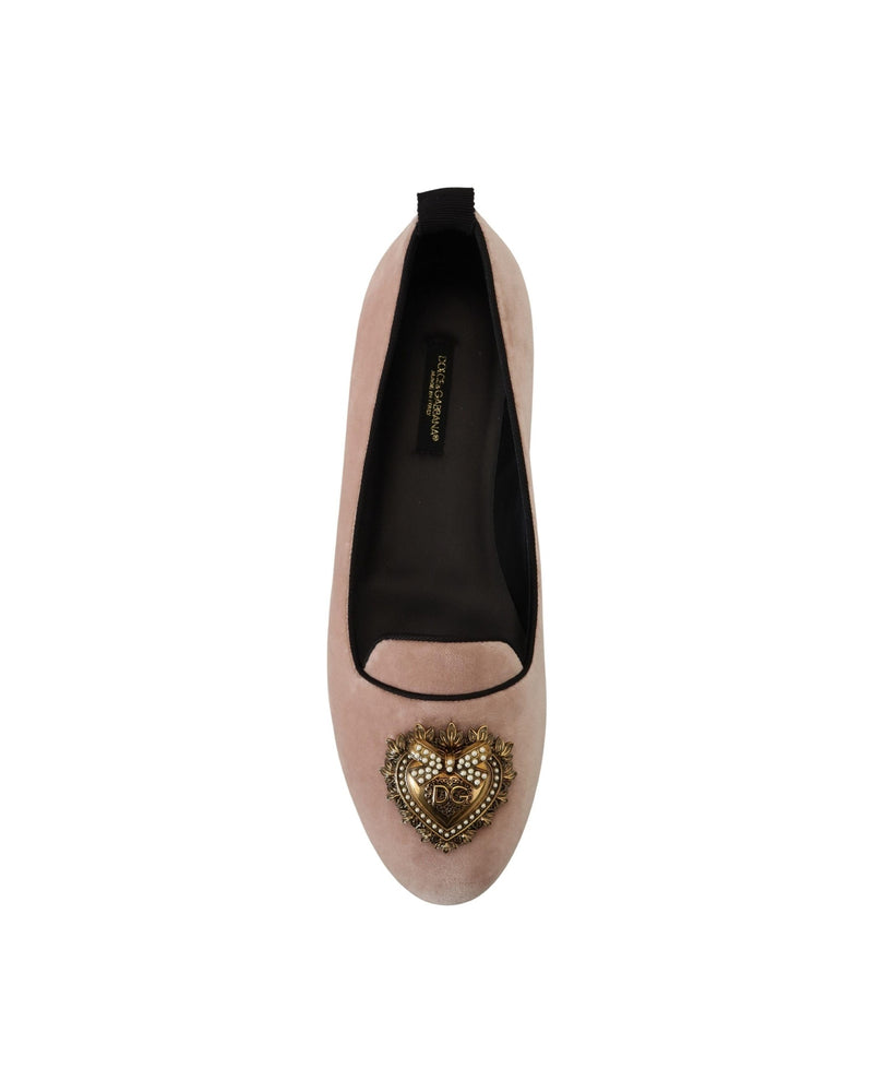 Dolce & Gabbana Pink Velvet Slip Ons Loafers Flats Shoes Glam Steals