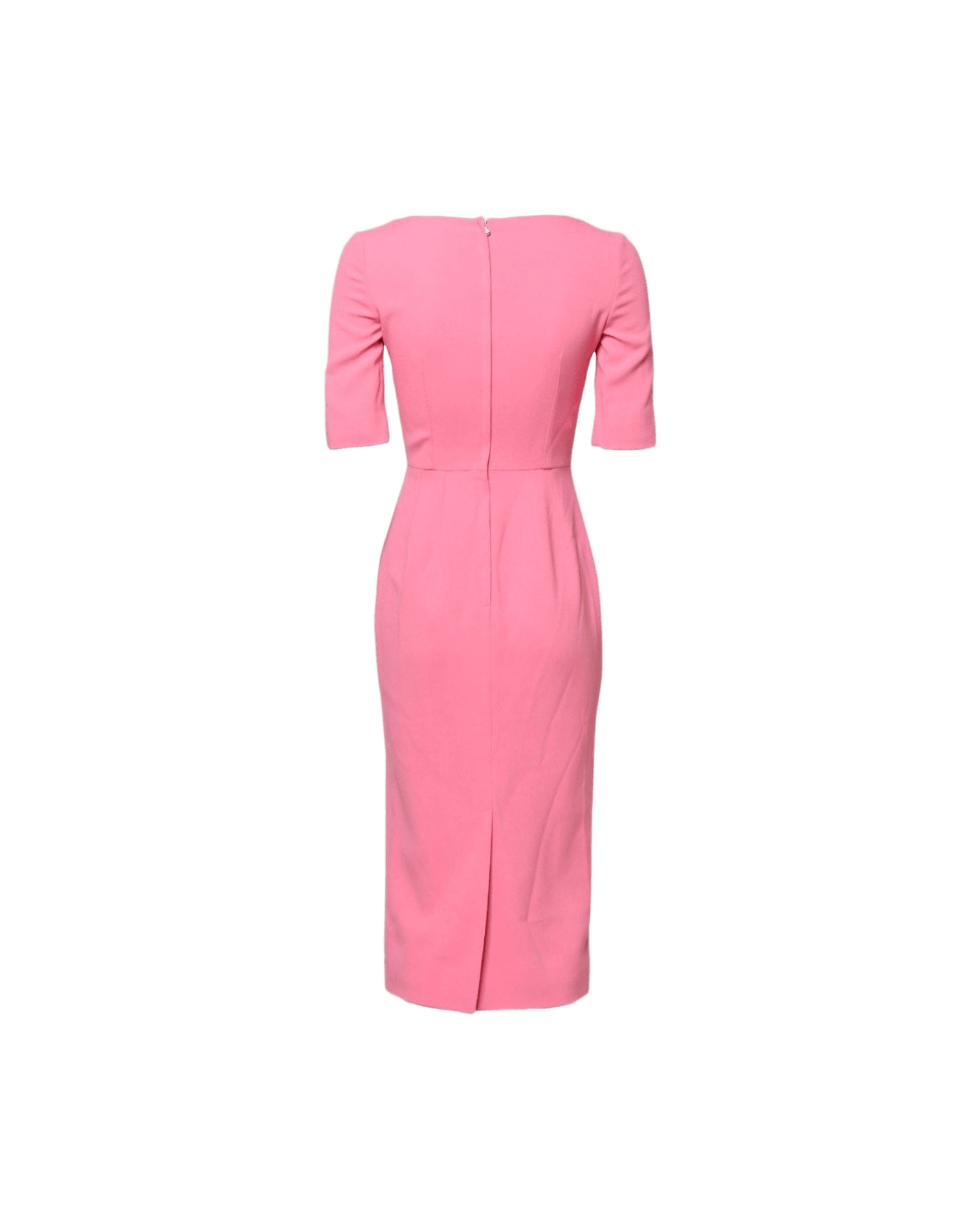 Dolce & Gabbana Pink Viscose Short Sleeve Sheath Midi Dress Glam Steals