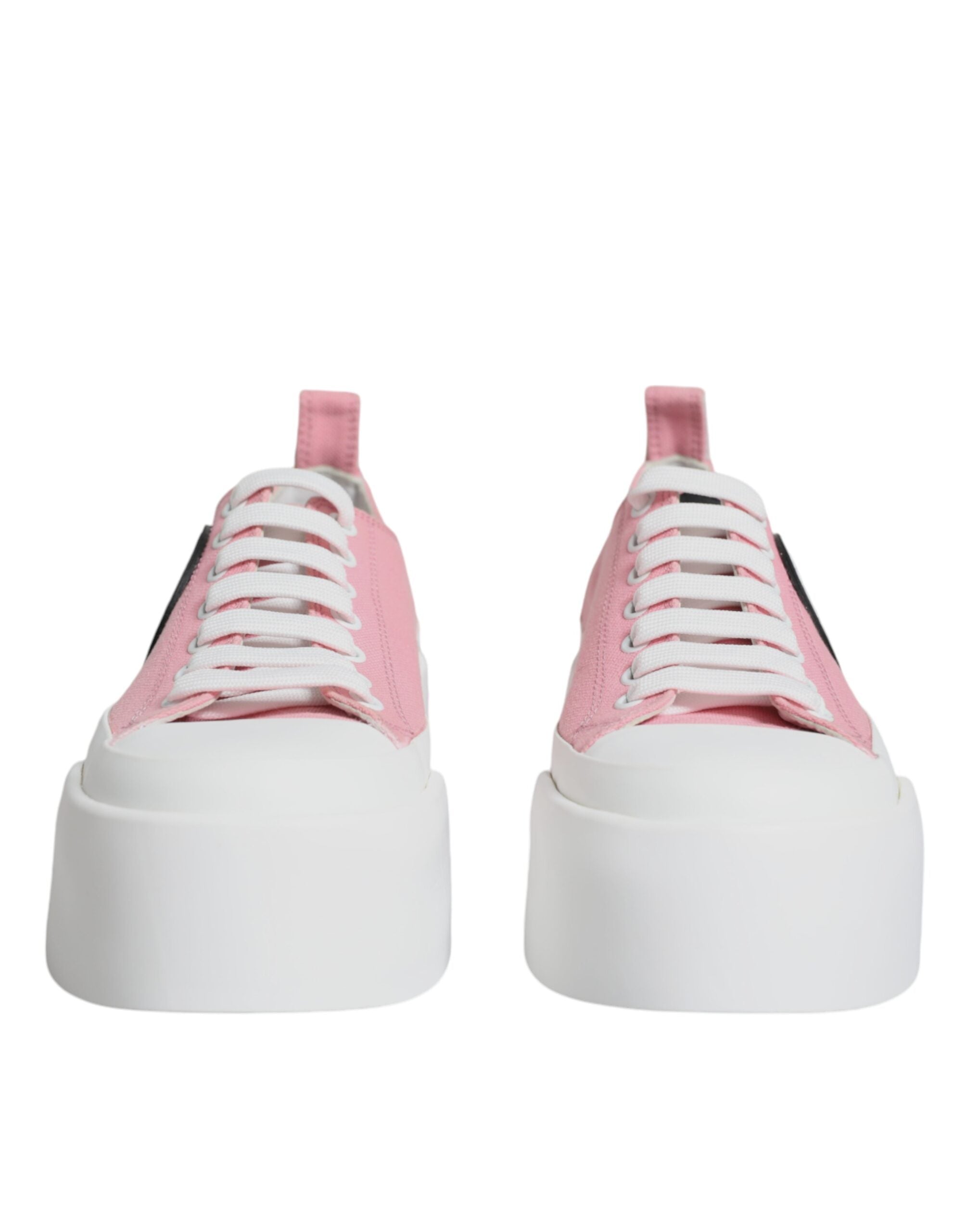 Dolce & Gabbana Pink White Canvas Logo Low Top Sneakers Shoes Glam Steals