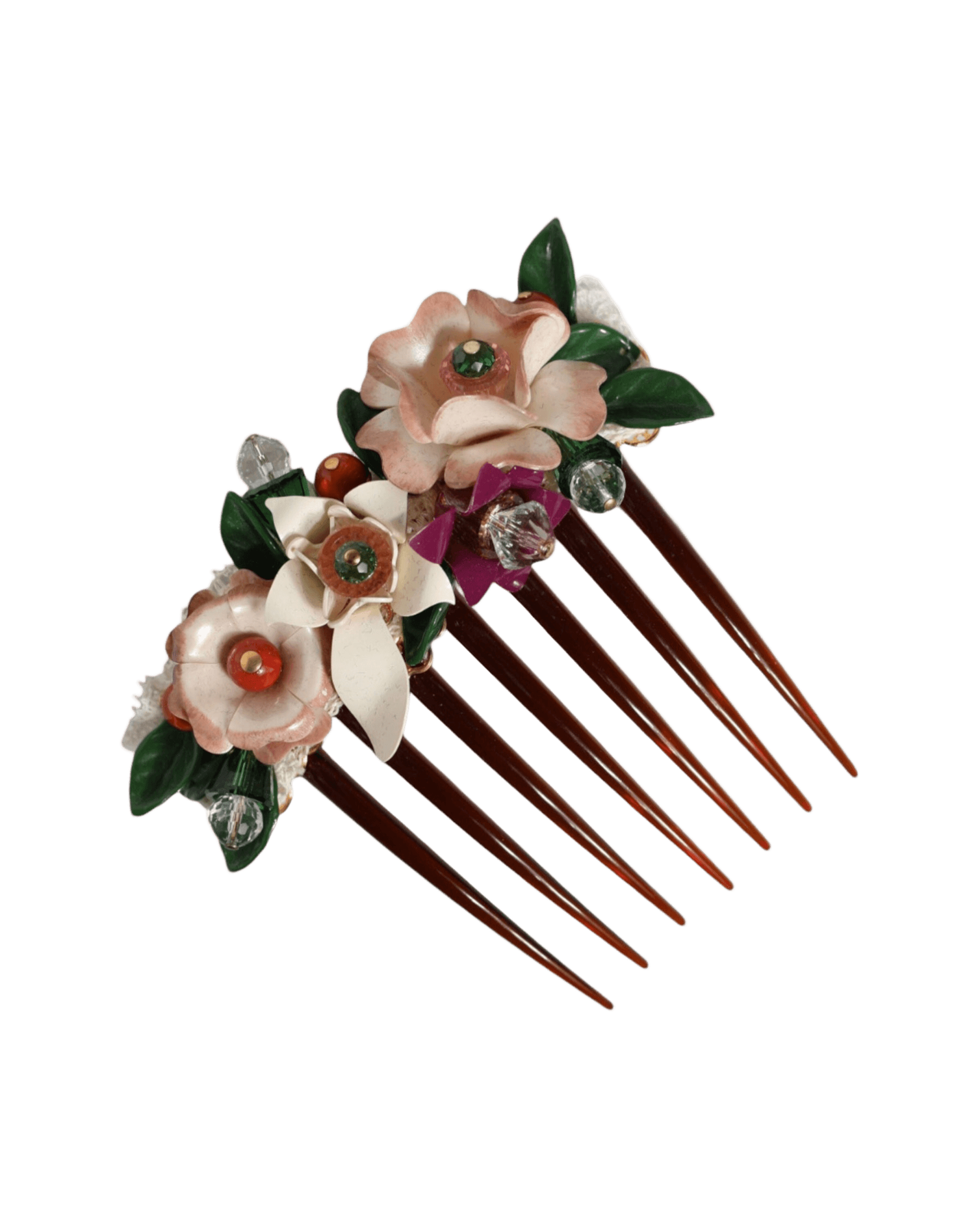 Dolce & Gabbana Plastic Crystal Floral Women Hair Brown Comb Glam Steals