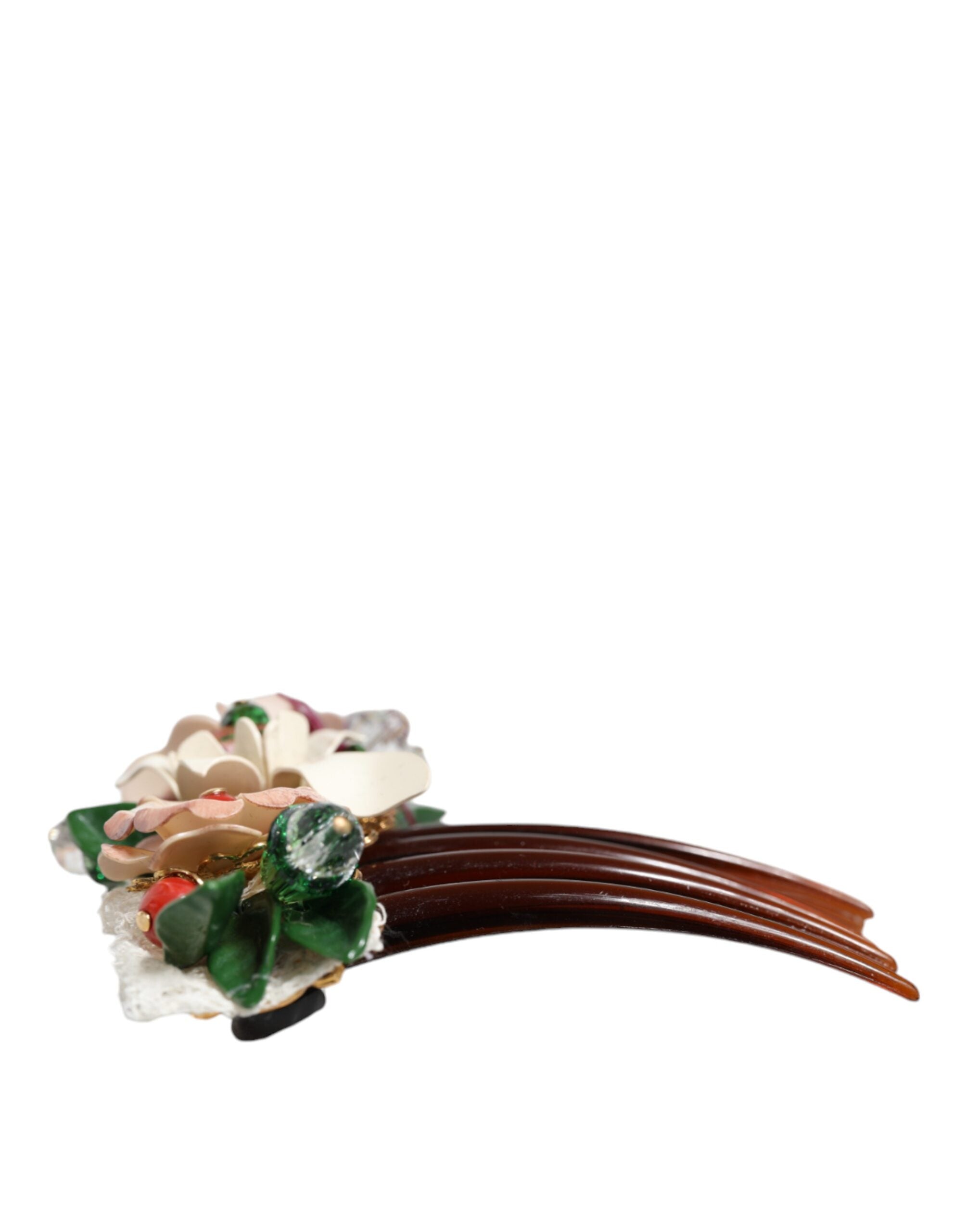 Dolce & Gabbana Plastic Crystal Floral Women Hair Brown Comb Glam Steals