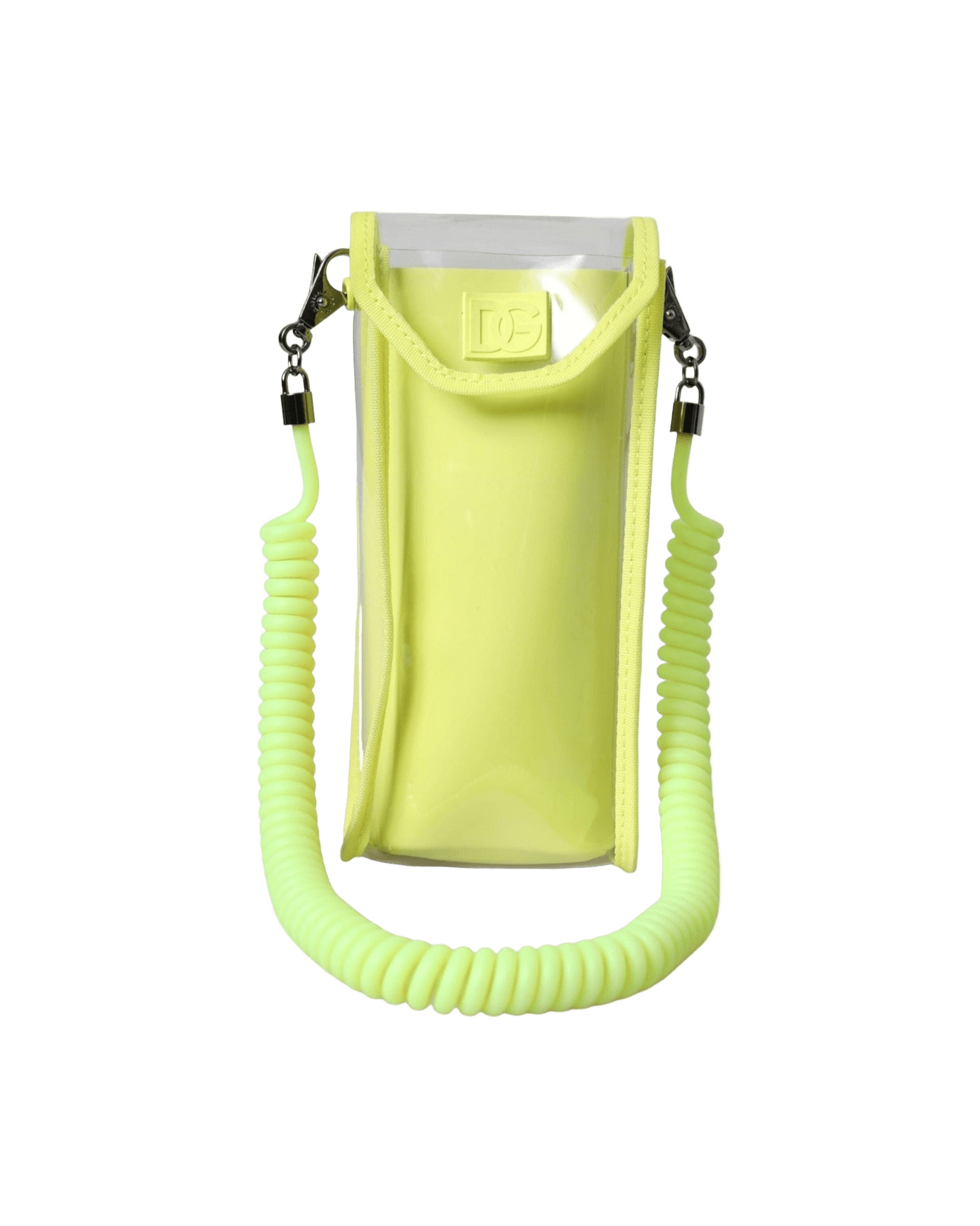 Dolce & Gabbana Plastic Dg Logo Neck Strap Cardholder Yellow Green Wallet Glam Steals