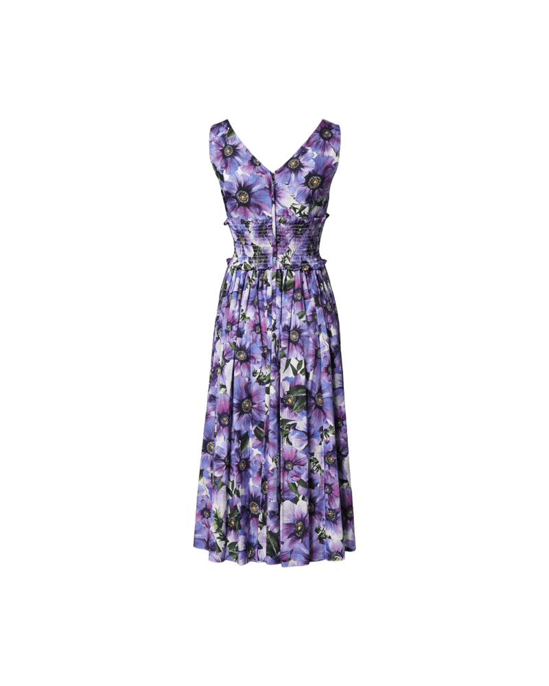 Dolce & Gabbana Purple Anemone Print Pleated Midi Dress Glam Steals