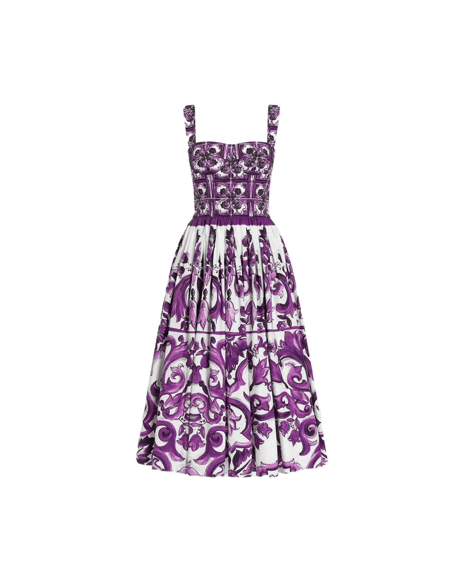 Dolce & Gabbana Purple Cotton Dress with Majolica Print in Poplin Glam Steals