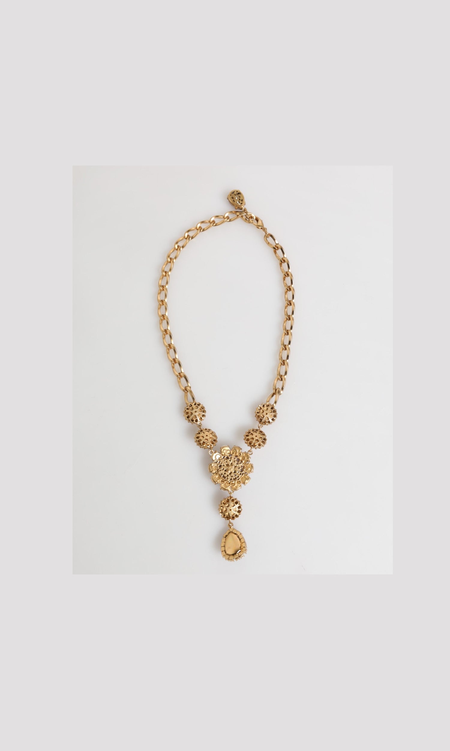 Dolce & Gabbana Purple Gold Brass Crystal Pearl Floral Pendant Jewelry Necklace Glam Steals