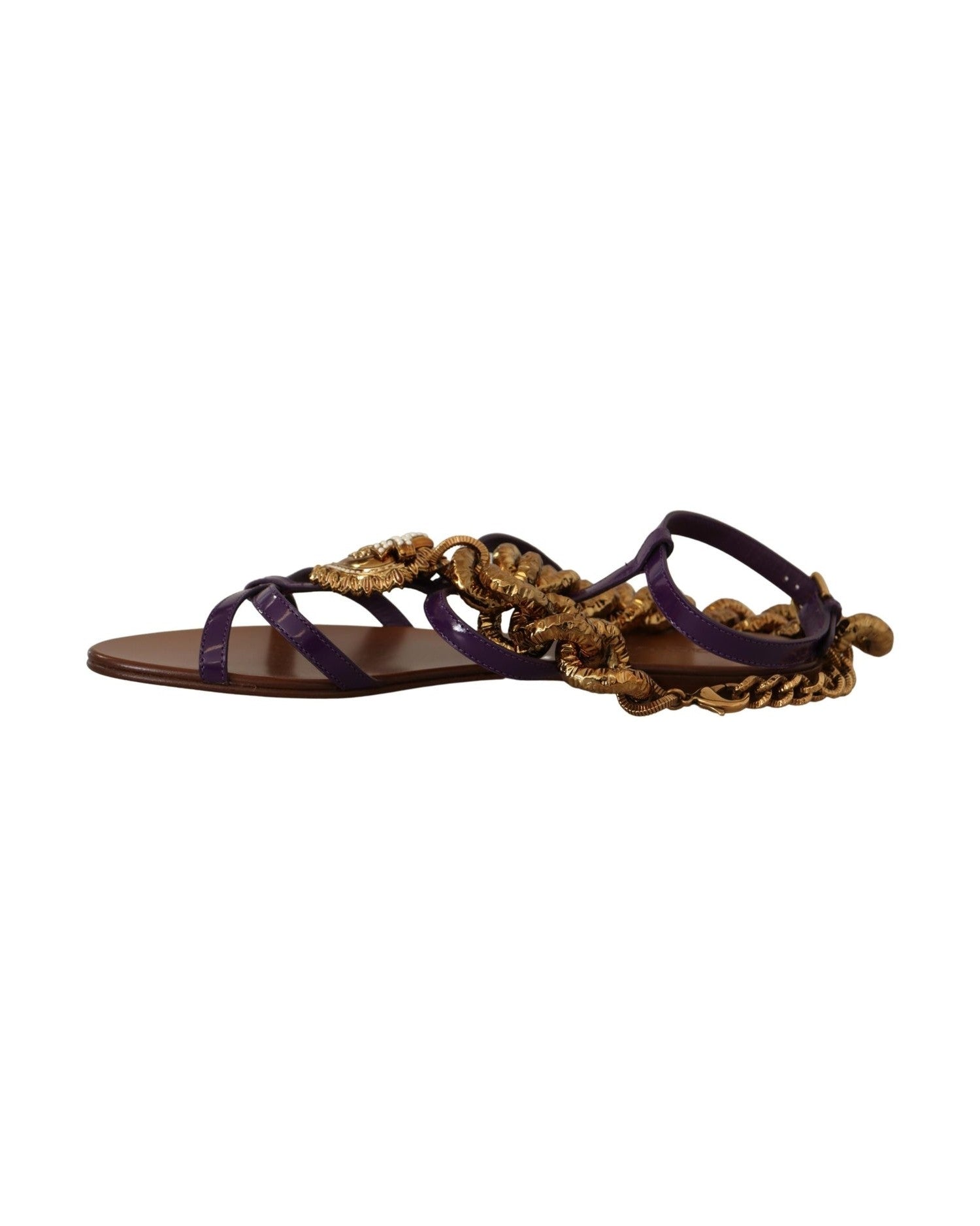 Dolce & Gabbana Purple Heart Chain Gladiator Flats Glam Steals