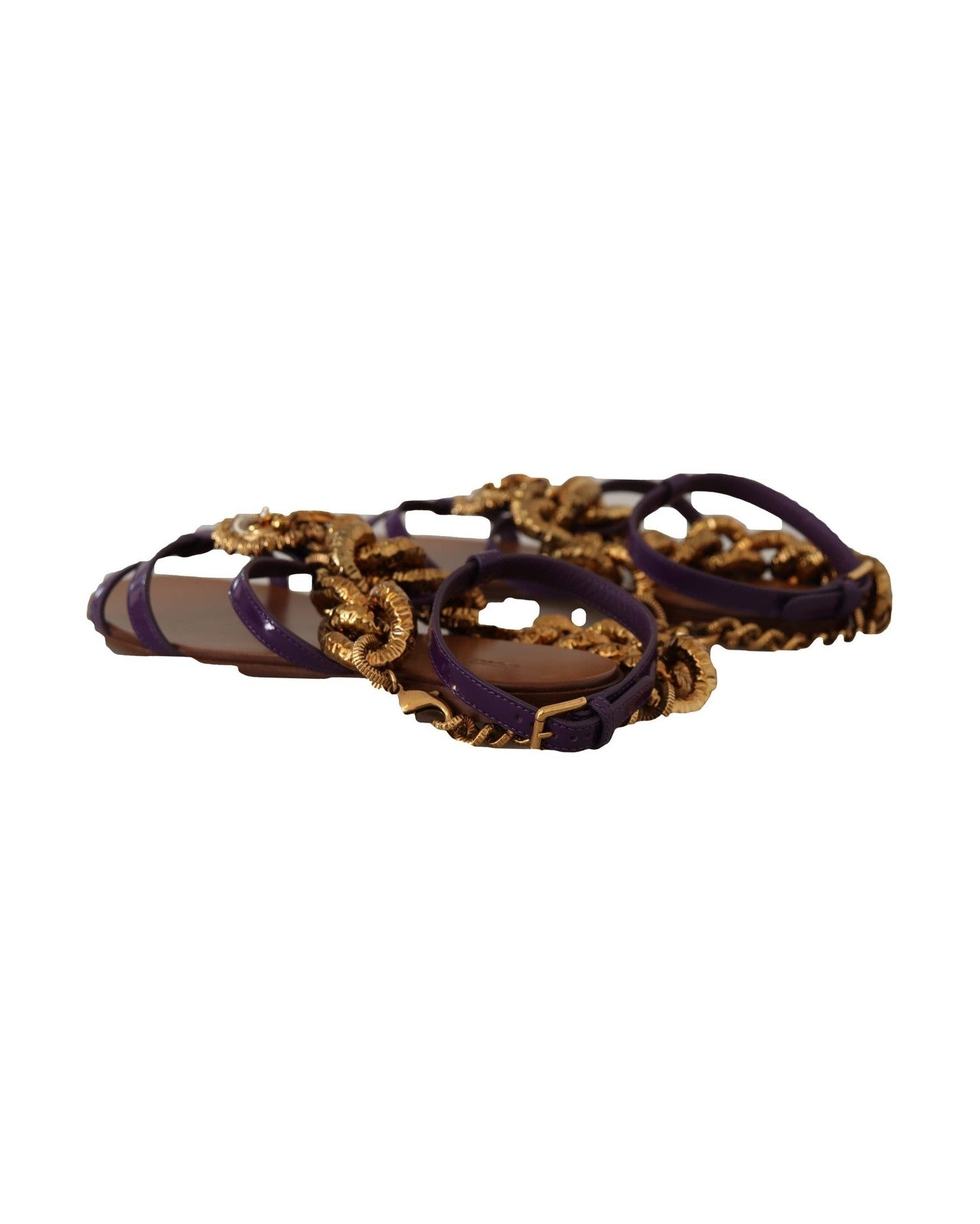 Dolce & Gabbana Purple Heart Chain Gladiator Flats Glam Steals