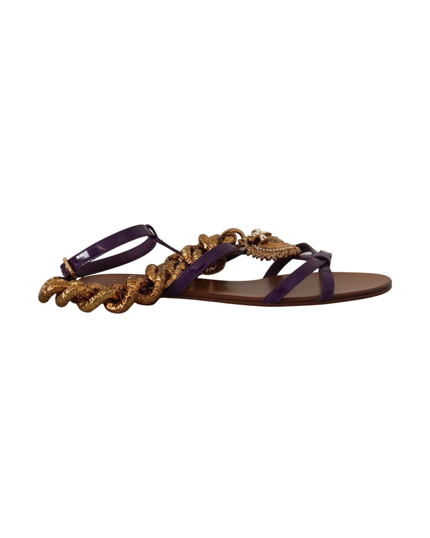 Dolce & Gabbana Purple Heart Chain Gladiator Flats Glam Steals