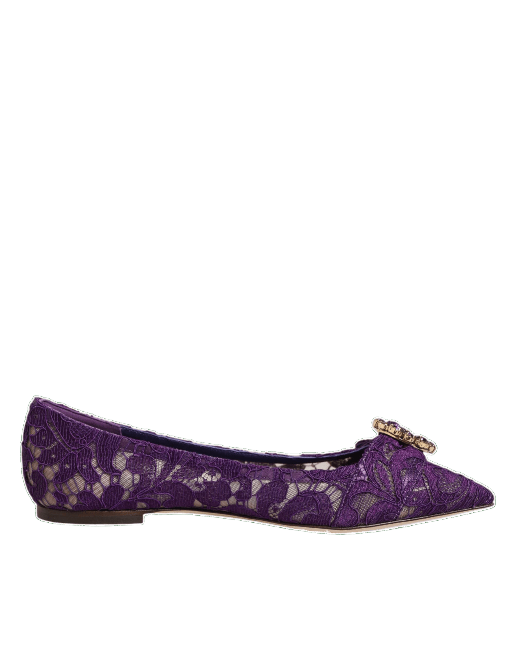Dolce & Gabbana Purple Lace Taormina Crystals Flats Shoes Glam Steals
