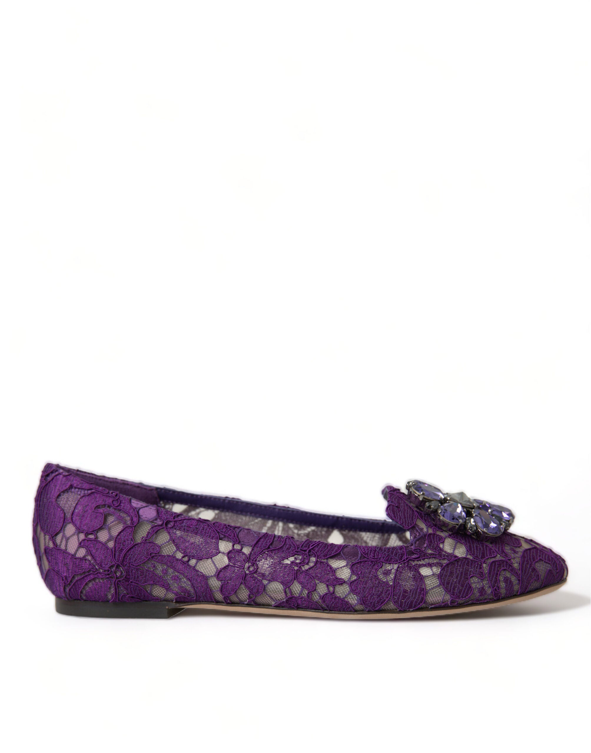 Dolce & Gabbana Purple Lace Vally Taormina Crystals Flats Glam Steals