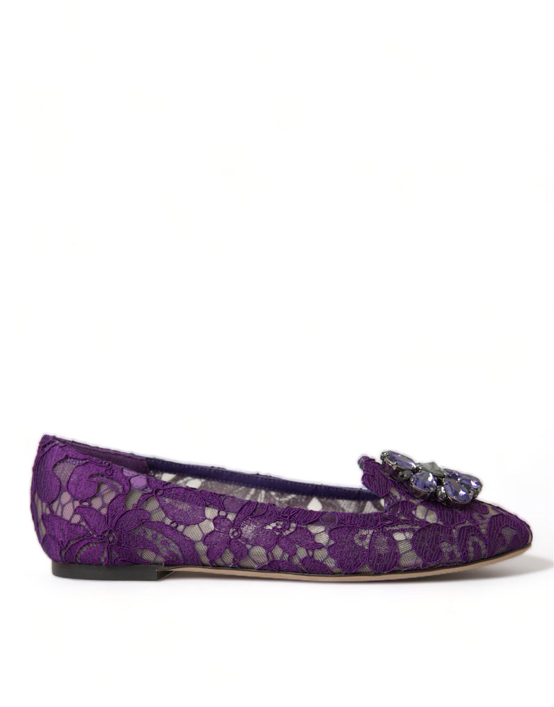 Dolce & Gabbana Purple Lace Vally Taormina Crystals Flats Glam Steals