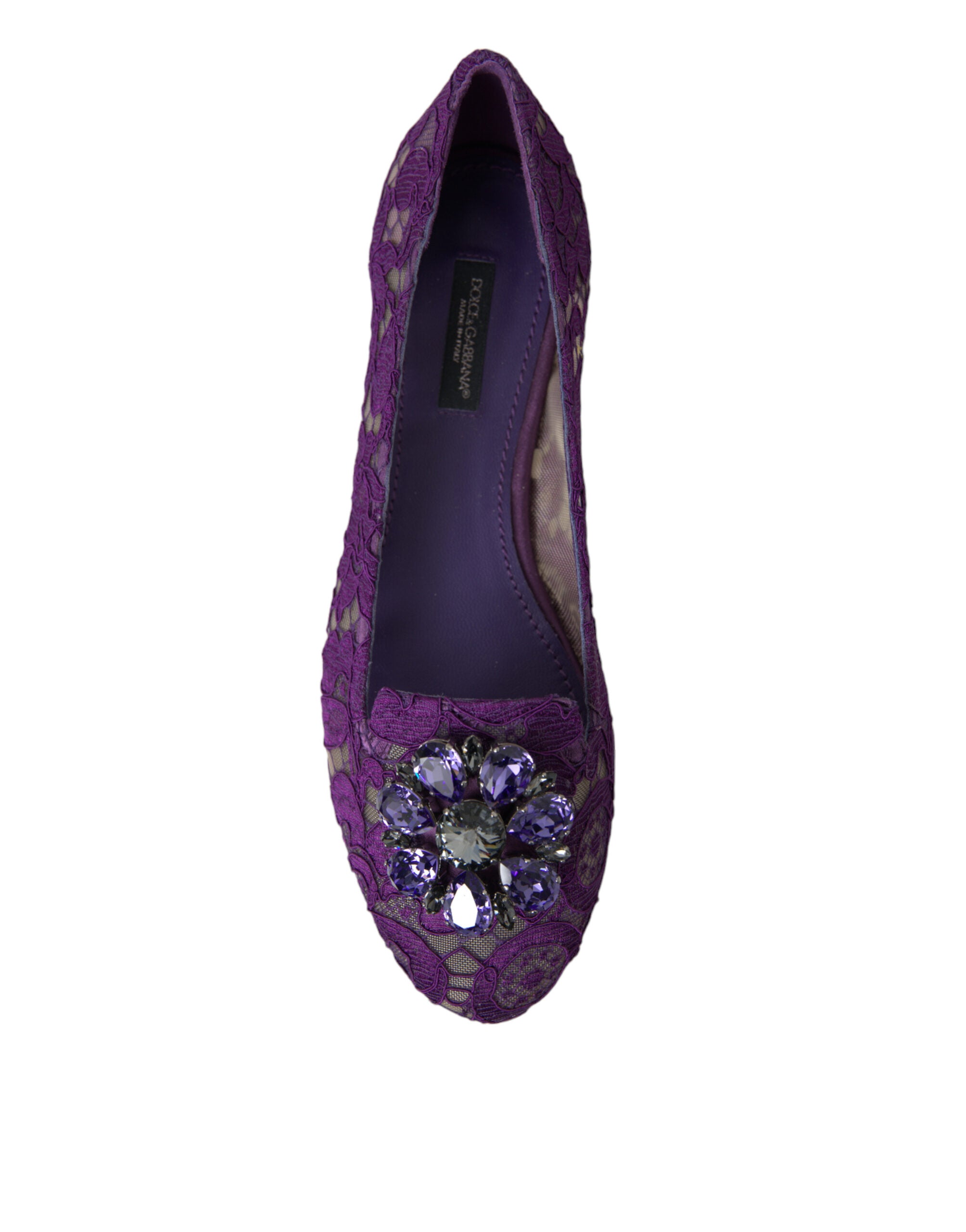 Dolce & Gabbana Purple Lace Vally Taormina Crystals Flats Glam Steals