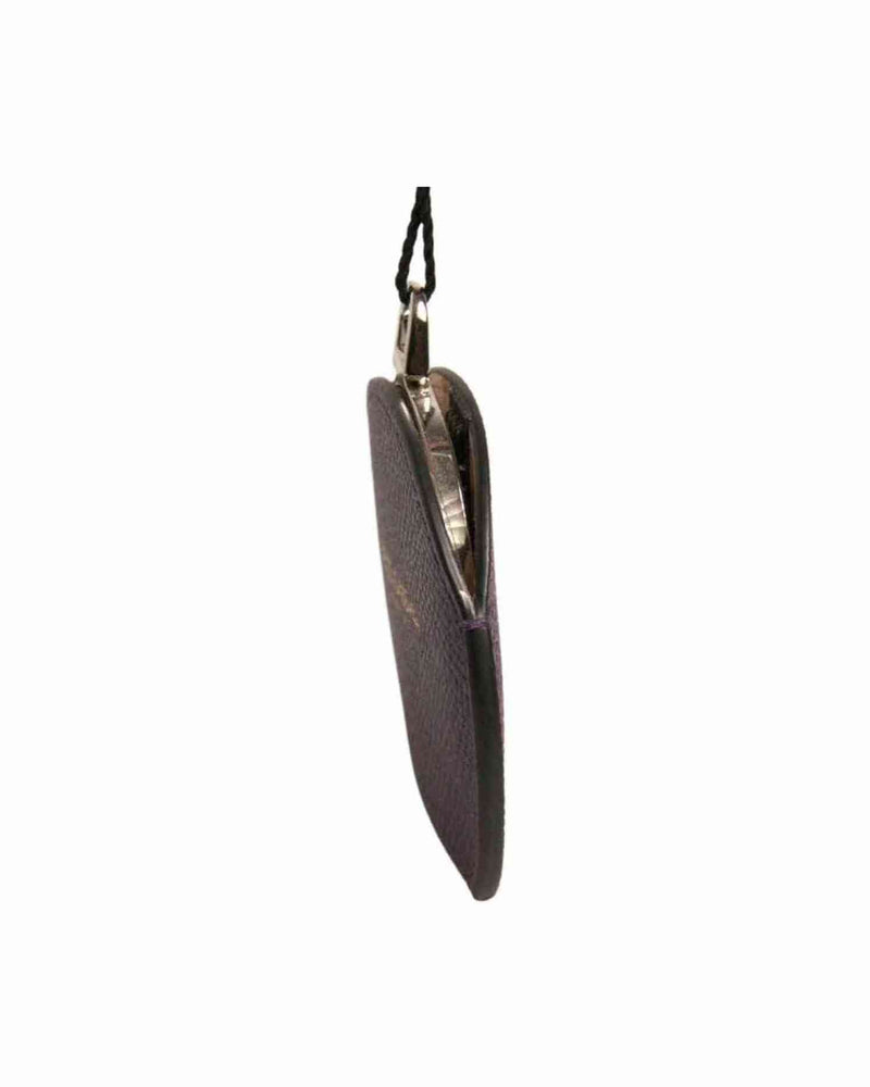 Dolce & Gabbana Purple Leather Calfskin Round Logo Hand Mirror Holder Face Mirrors