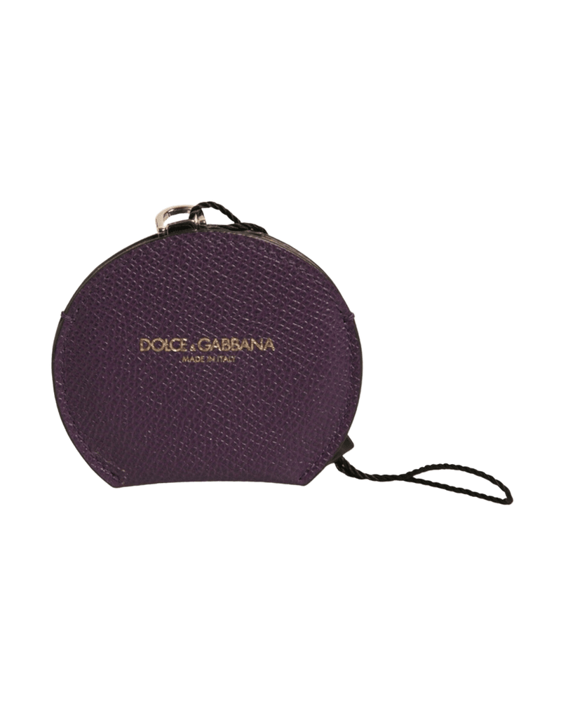 Dolce & Purple Gabbana Leather Calfskin Round Logo Hand Mirror Holder Glam Steals
