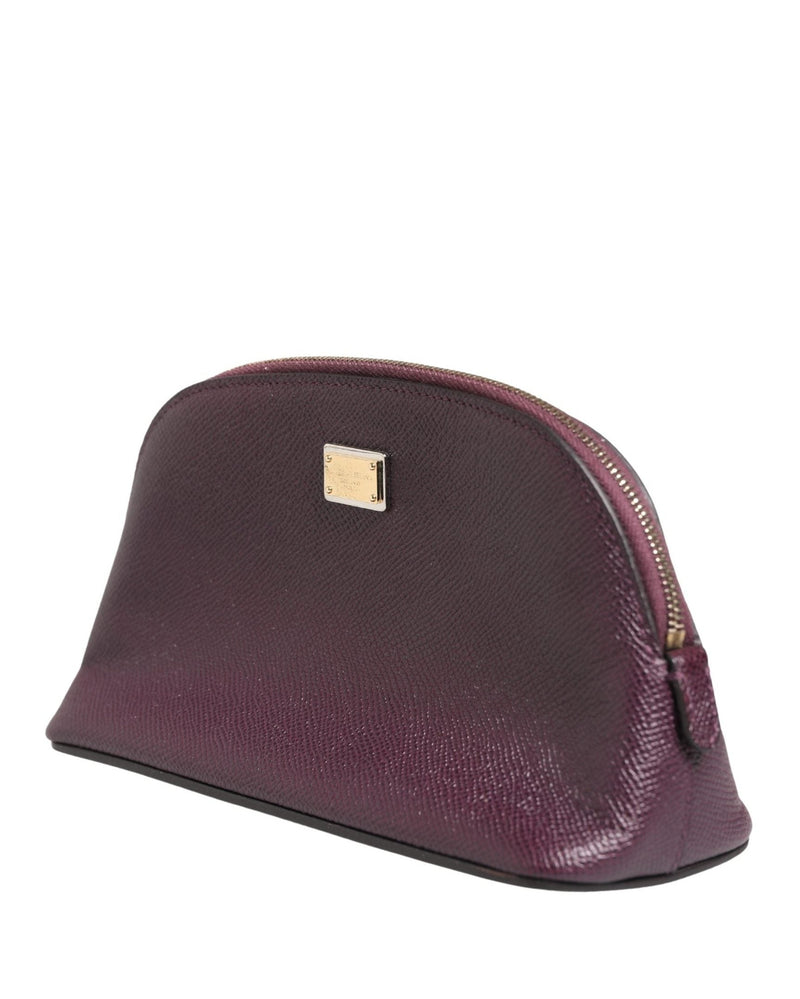 Dolce & Gabbana Purple Leather Dark Dg Logo Zip Around Hand Purse Wallet Glam Steals