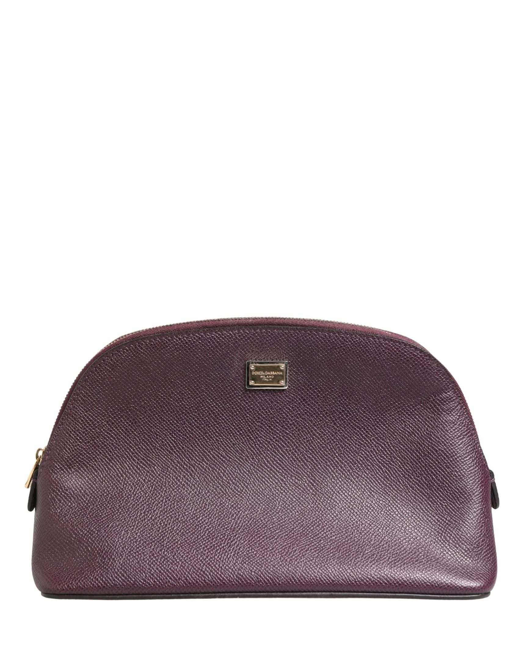 Dolce & Gabbana Purple Leather Dark Dg Logo Zip Around Hand Purse Wallet Glam Steals