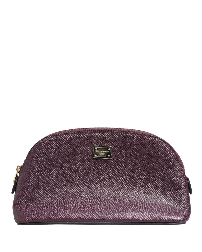 Dolce & Gabbana Purple Leather Dark Dg Logo Zip Around Hand Purse Wallet Glam Steals