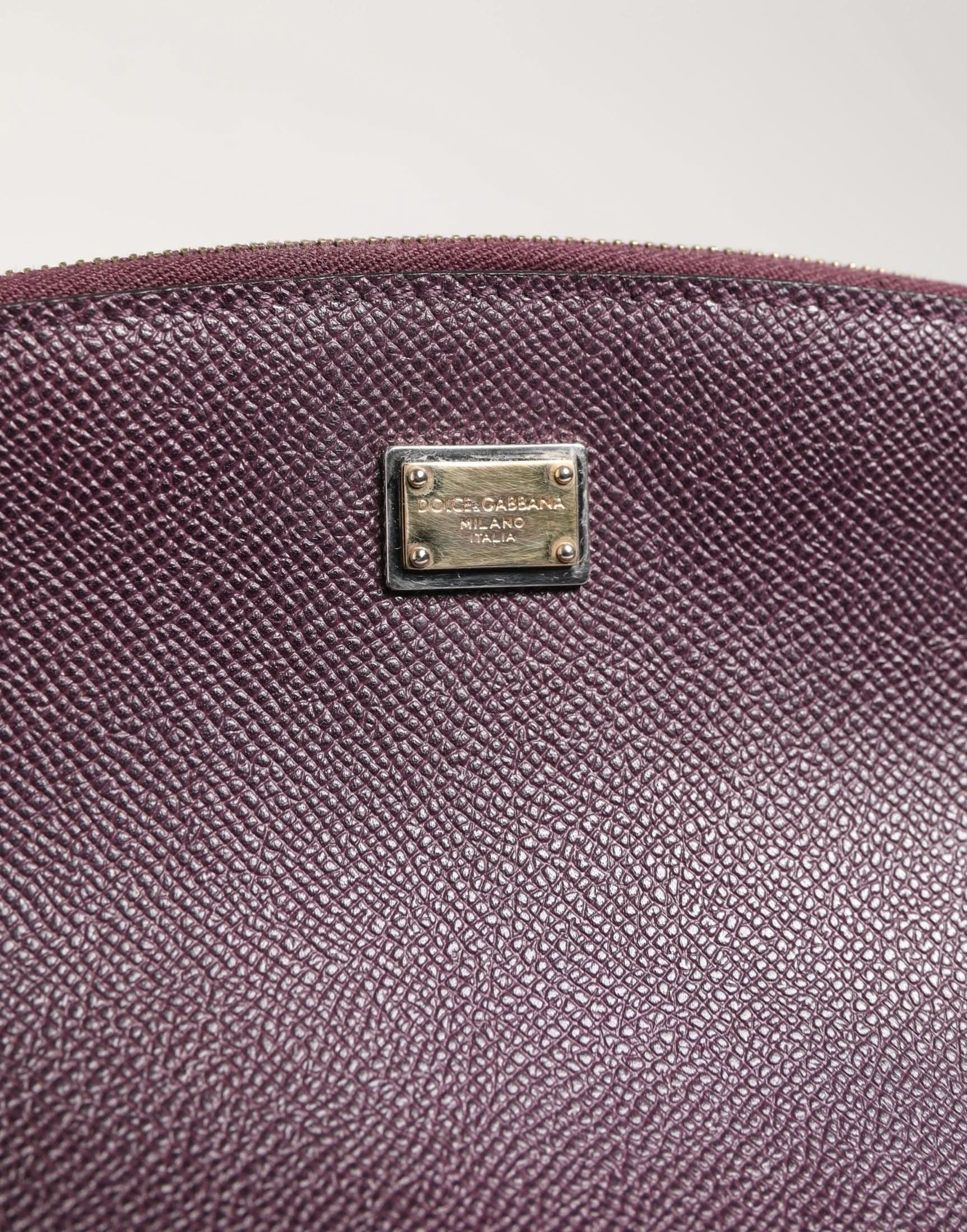 Dolce & Gabbana Purple Leather Dark Dg Logo Zip Around Hand Purse Wallet Glam Steals