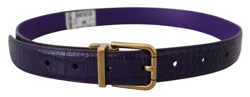 Dolce & Gabbana Purple Leather Exotic Gold Metal Buckle Belt Glam Steals