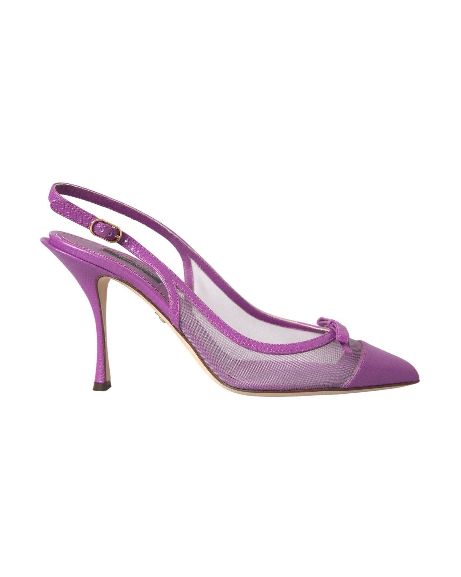 Dolce & Gabbana Purple Leather Mesh High Heels Slingback Shoes Glam Steals