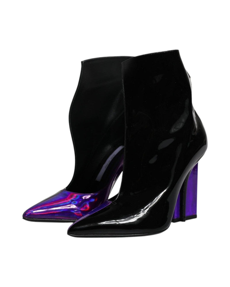 Dolce & Gabbana Purple Black Pointed Ankle Boots Shoes Glam Steals