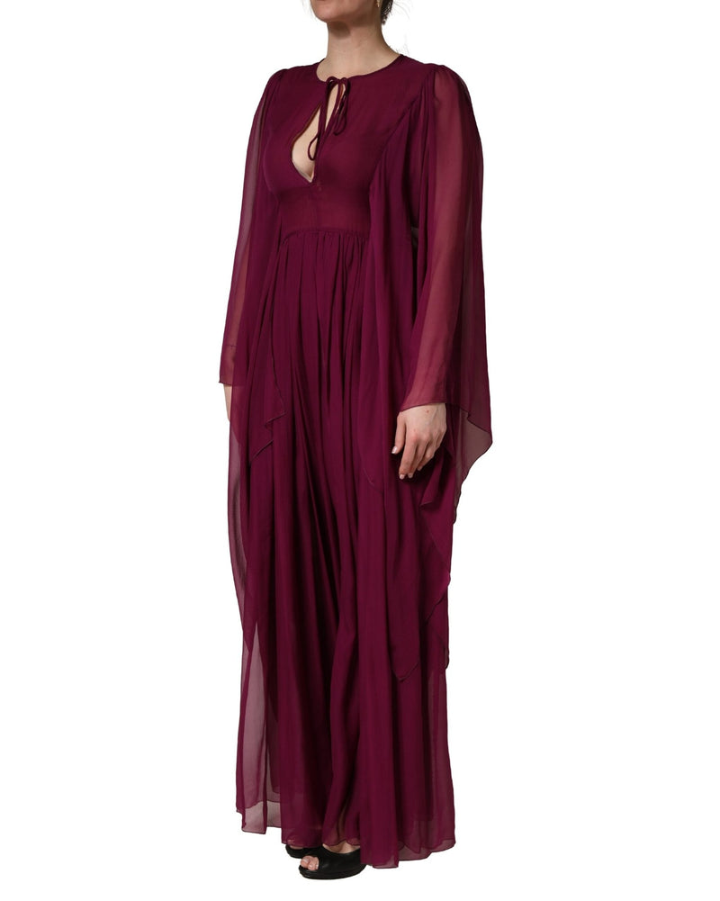 Dolce & Gabbana Purple Silk Sheer Chiffon Long Maxi Dress Glam Steals