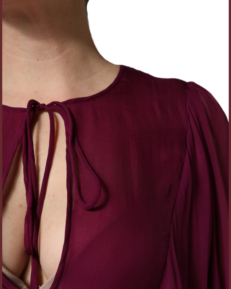 Dolce & Gabbana Purple Silk Sheer Chiffon Long Maxi Dress Glam Steals