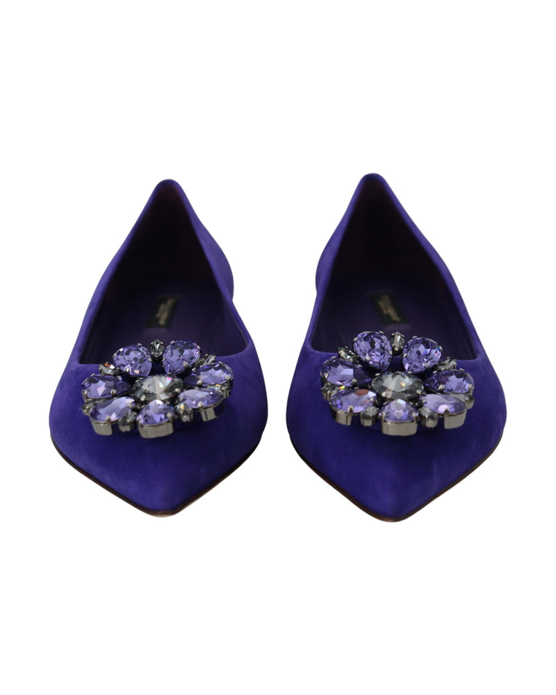 Dolce & Gabbana Purple Suede Crystals Loafers Glam Steals