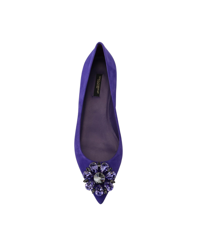 Dolce & Gabbana Purple Suede Crystals Loafers Glam Steals